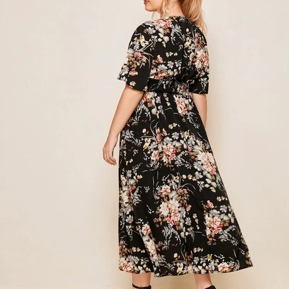 💐SHEIN Black Dress w/pink roses💐 - Picture 5 of 9